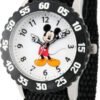 Disney Mickey Mouse Kids’ Bezel Stainless Steel Time Teacher Analog Nylon Strap Watch