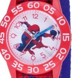 MARVEL Spider-Man Kids’ Plastic Time Teacher Analog Quartz Nylon Strap Watch