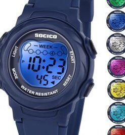 Digital Watches for Girls Boys, Waterproof, 7 Color Lights Waterproof Watches for Kids