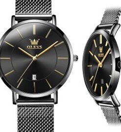 Women’s Watch, 6.5mm Ultra-Thin Big Face Business Casual Ladies Watch, Japanese Quartz Female Dress Watch with Date Mesh Bracelet Waterproof