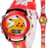 Accutime Kids Pokemon Pikachu Digital LCD Quartz Red Wrist Watch with Red Strap, Cool Inexpensive Gift & Party Favor for Boys, Girls, Adults All Ages (Model: POK4238AZ)