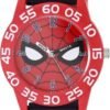 Marvel Spider-Man Kids’ Plastic Time Teacher Analog Quartz 3D Strap Watch, Red/Navy/Multi Navy